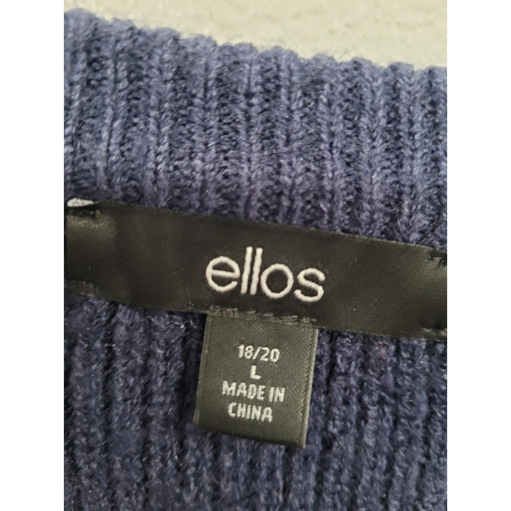 Ellos Navy White Stripe Crew Neck Long Sleeve Knit Sweater Top L Oversized #17 - Picture 7 of 7